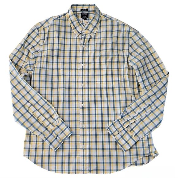 J. Crew Men's Slim Untucked Performance Casual Plaid Work Long Sleeve Shirt L - Picture 2 of 10
